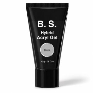 Σωληνάριο B.S. Hybrid Acryl Gel Clear 30g σε μαύρη συσκευασία, διάφανο άκρυτζελ για χτίσιμο και επιμήκυνση νυχιών