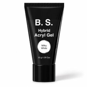 Σωληνάριο B.S. Hybrid Acryl Gel Milky White 30g σε μαύρη συσκευασία, γαλακτώδες λευκό άκρυτζελ για χτίσιμο νυχιών