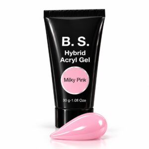 Ακρυτζέλ B.S. Hybrid Acryl Gel Milky Pink 30 g, με δείγμα της γαλακτερής ροζ απόχρωσης.