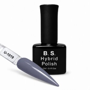 B.S. Hybrid Polish 1019 – σκούρο γκρι, ημιμόνιμο βερνίκι 12 ml με βαμμένο δείγμα νυχιού