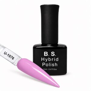 B.S. Hybrid Polish 1076 – ροζ, ημιμόνιμο βερνίκι 12 ml με βαμμένο δείγμα νυχιού
