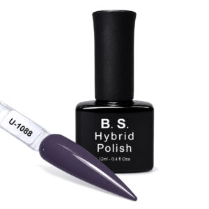 B.S. Hybrid Polish 1088 – γκρι μωβ, ημιμόνιμο βερνίκι 12 ml με βαμμένο δείγμα νυχιού