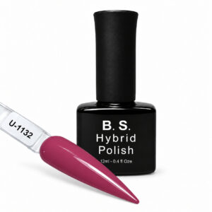 B.S. Hybrid Polish 1132 – ροζ, ημιμόνιμο βερνίκι 12 ml με βαμμένο δείγμα νυχιού