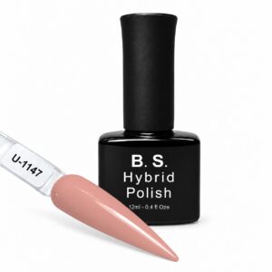 B.S. Hybrid Polish 1147 – σομόν, ημιμόνιμο βερνίκι 12 ml με βαμμένο δείγμα νυχιού