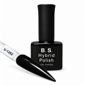 B.S. Hybrid Polish 1262 – μαύρο, ημιμόνιμο βερνίκι 12 ml με βαμμένο δείγμα νυχιού