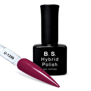 B.S. Hybrid Polish 1299 – βυσσινί, ημιμόνιμο βερνίκι 12 ml με βαμμένο δείγμα νυχιού