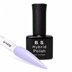 B.S. Hybrid Polish 1316 – απαλό λιλά, ημιμόνιμο βερνίκι 12 ml με βαμμένο δείγμα νυχιού