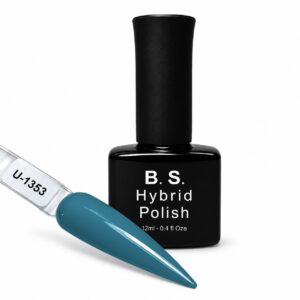 B.S. Hybrid Polish 1353 τυρκουάζ ημιμόνιμο βερνίκι 12 ml με βαμμένο δείγμα νυχιού