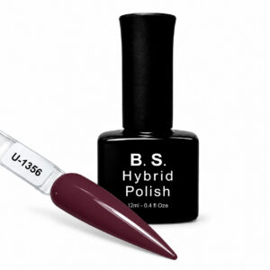 B.S. Hybrid Polish 1356 – μπορντό, ημιμόνιμο βερνίκι 12 ml με βαμμένο δείγμα νυχιού