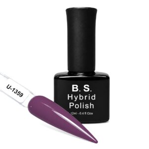 B.S. Hybrid Polish 1359 – μωβ, ημιμόνιμο βερνίκι 12 ml με βαμμένο δείγμα νυχιού