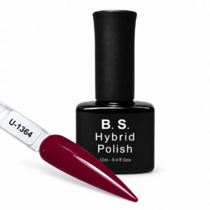 B.S. Hybrid Polish 1364 – βαθύ μπορντό, ημιμόνιμο βερνίκι 12 ml με βαμμένο δείγμα νυχιού