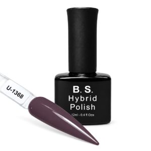 B.S. Hybrid Polish 1368 – μωβ καφέ, ημιμόνιμο βερνίκι 12 ml με βαμμένο δείγμα νυχιού