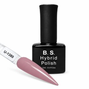 B.S. Hybrid Polish 1380 – ροζ, ημιμόνιμο βερνίκι 12 ml με βαμμένο δείγμα νυχιού
