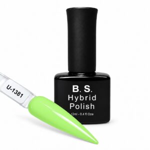 B.S. Hybrid Polish 1381 – λαχανί, ημιμόνιμο βερνίκι 12 ml με βαμμένο δείγμα νυχιού