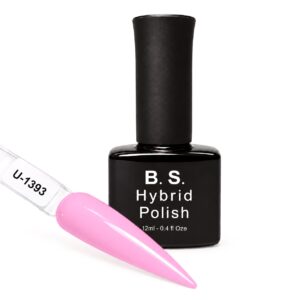 B.S. Hybrid Polish 1393 – ροζ, ημιμόνιμο βερνίκι 12 ml με βαμμένο δείγμα νυχιού