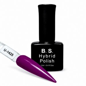 B.S. Hybrid Polish 1425 – μωβ, ημιμόνιμο βερνίκι 12 ml με βαμμένο δείγμα νυχιού