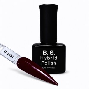B.S. Hybrid Polish 1431 – σκούρο μπορντό, ημιμόνιμο βερνίκι 12 ml με βαμμένο δείγμα νυχιού