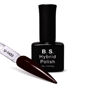 B.S. Hybrid Polish 1433 – σκούρο μπορντό, ημιμόνιμο βερνίκι 12 ml με βαμμένο δείγμα νυχιού