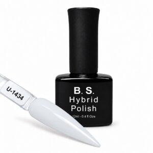 B.S. Hybrid Polish 1434 – απαλό γκρι, ημιμόνιμο βερνίκι 12 ml με βαμμένο δείγμα νυχιού