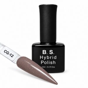 B.S. Hybrid Polish CG-12 – γκρι καφέ, flash gel 12 ml με βαμμένο δείγμα νυχιού