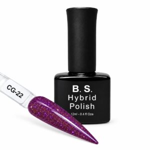 B.S. Hybrid Polish CG-22 – μωβ, flash gel 12 ml με βαμμένο δείγμα νυχιού