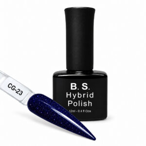 B.S. Hybrid Polish CG-23 – σκούρο μπλε, flash gel 12 ml με βαμμένο δείγμα νυχιού
