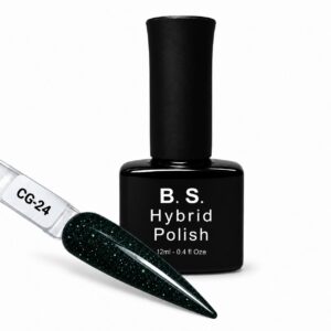 B.S. Hybrid Polish CG-24 – σκούρο πράσινο, flash gel 12 ml με βαμμένο δείγμα νυχιού